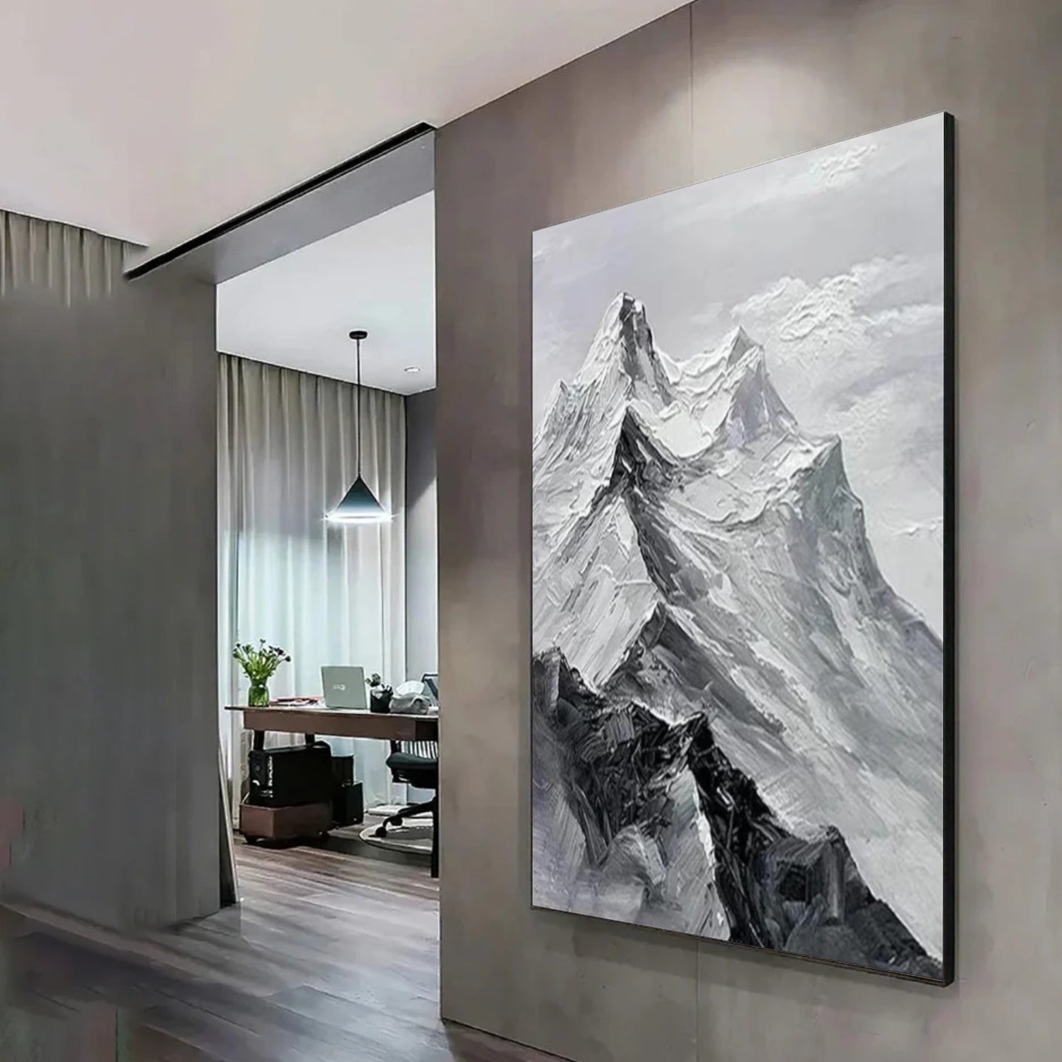 Minimalist Mountain Textured Canvas Art #BT048