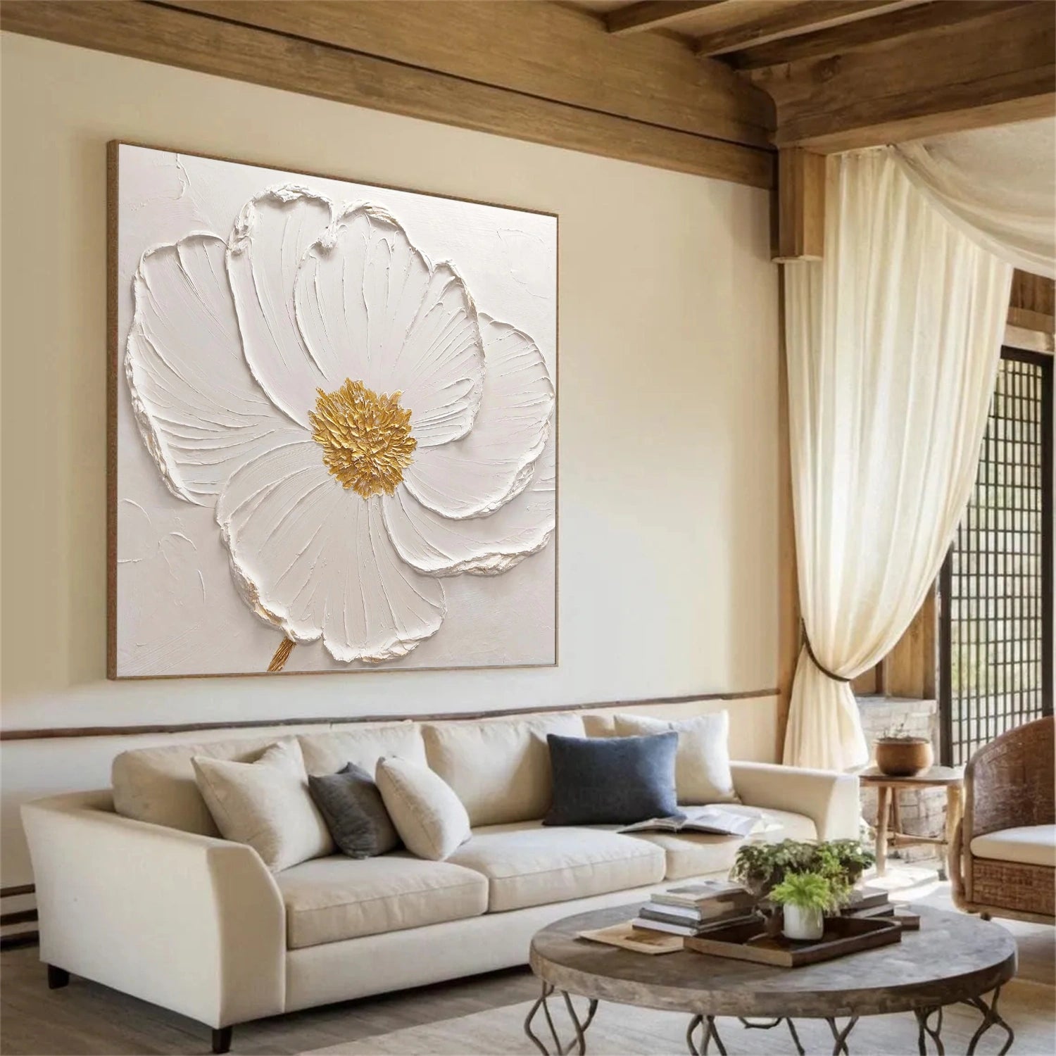 Minimalist Flower And Tree Textured Canvas Art #MF126