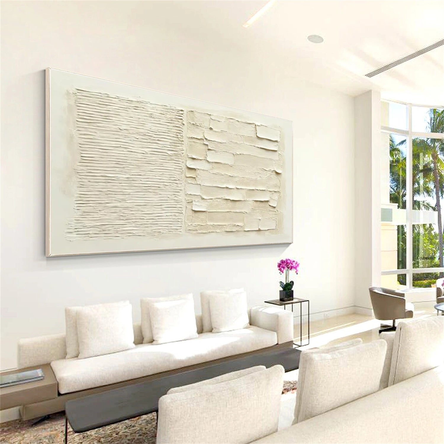 Beige Minimalist Textured Canvas Art #WM082