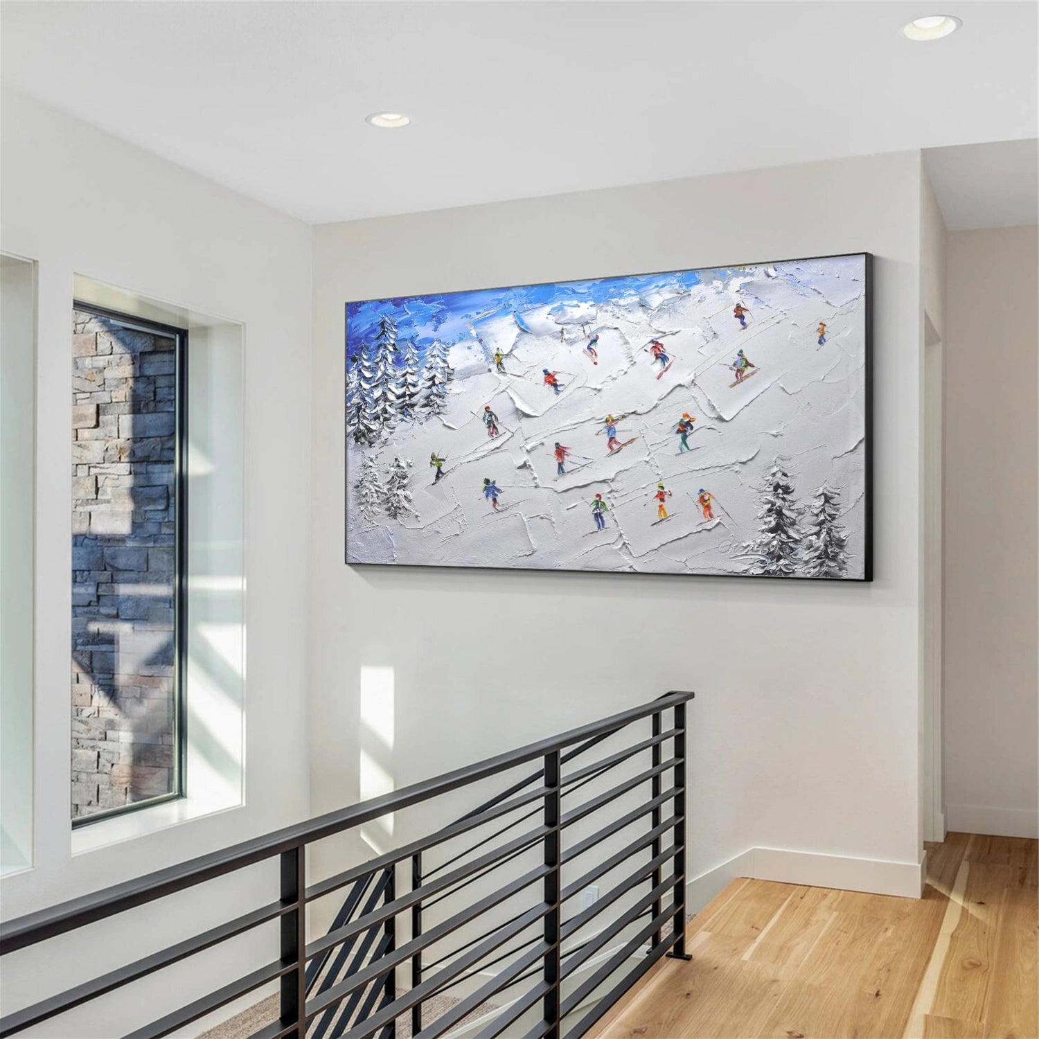 Skiing Sport Textured Canvas Painting #PB050