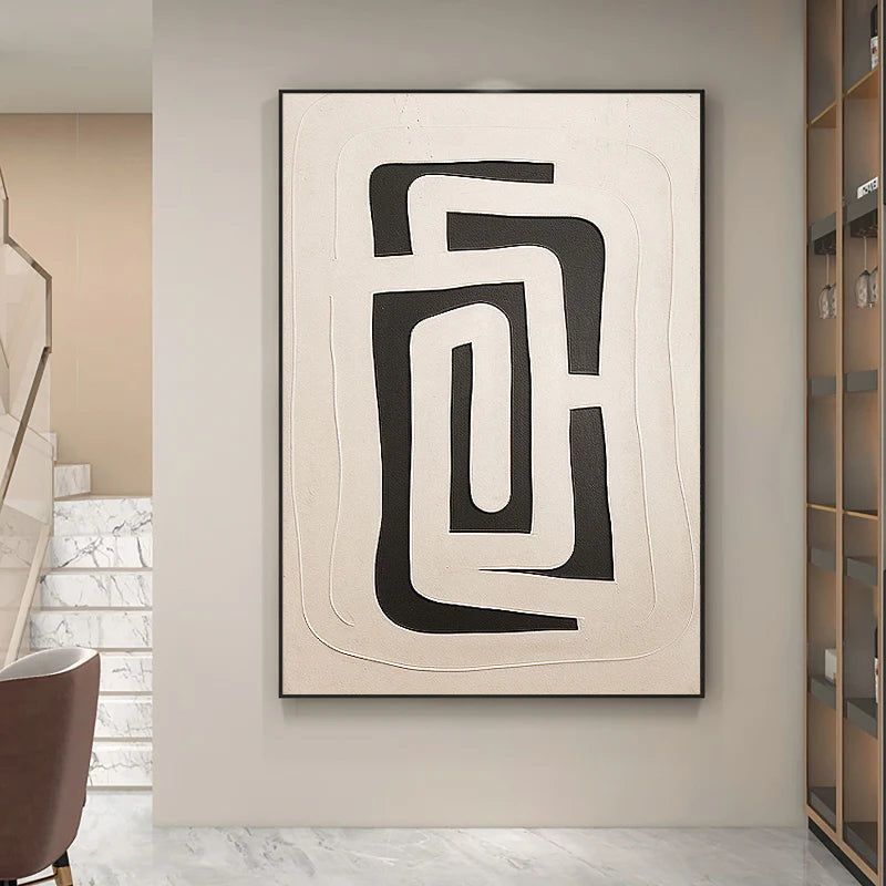 Black & Beige Wabi Sabi Textured Wall Art #VS022