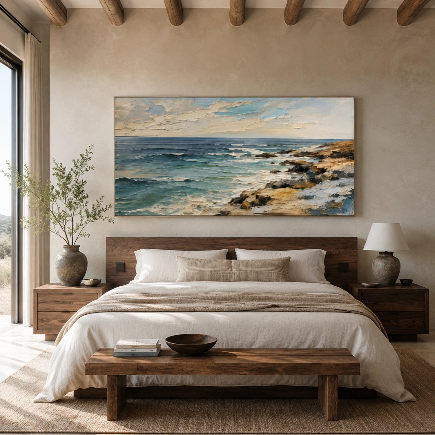 Abstract Ocean And Sky Textured Canvas Art #OC208