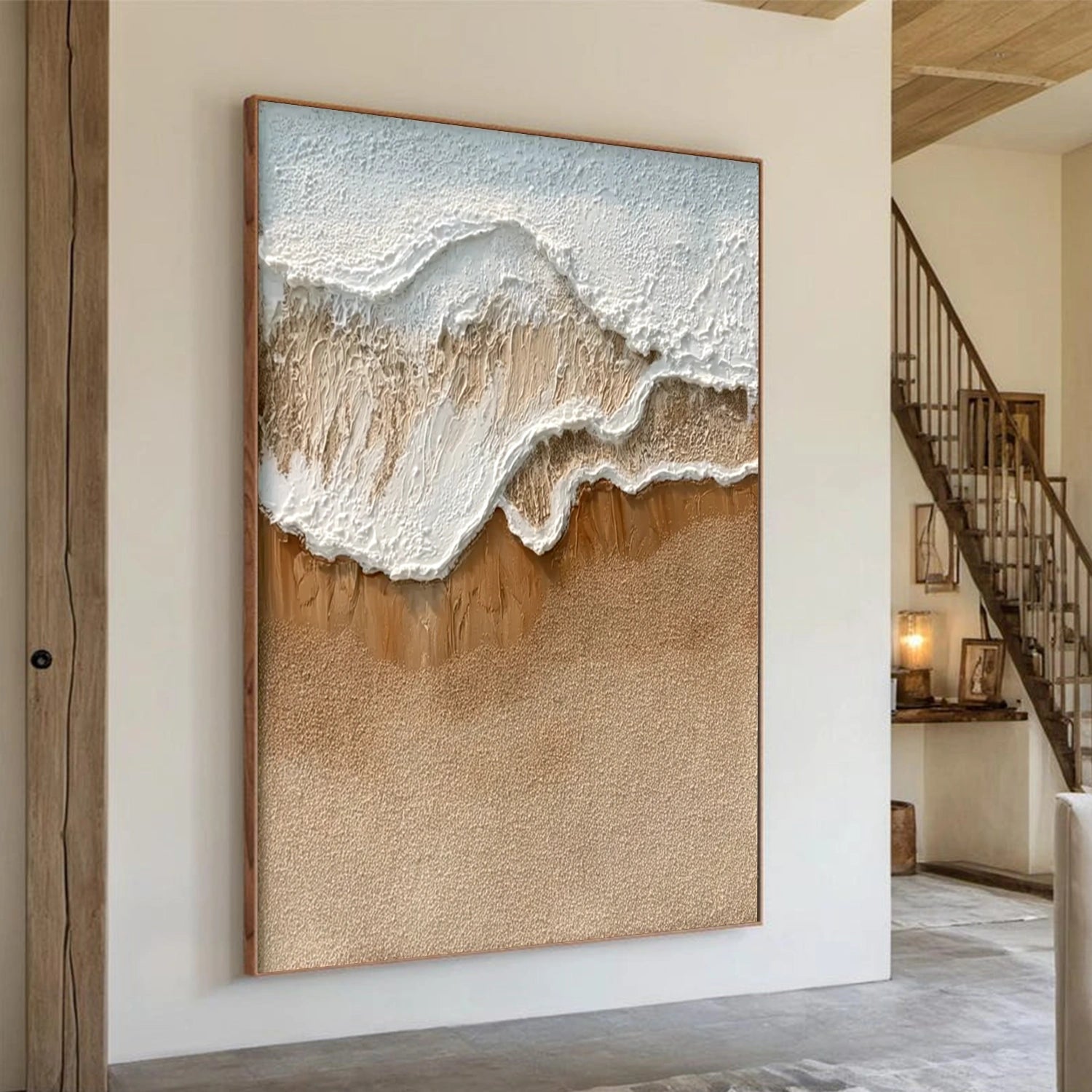 Minimalist Ocean And Sky Textured Canvas Art #OC142