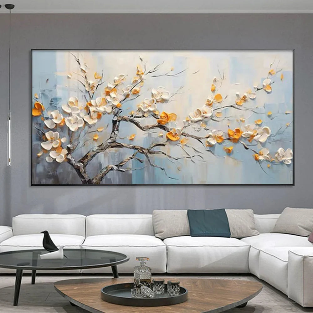 Abstract Flower And Tree Textured Canvas Art #MF010
