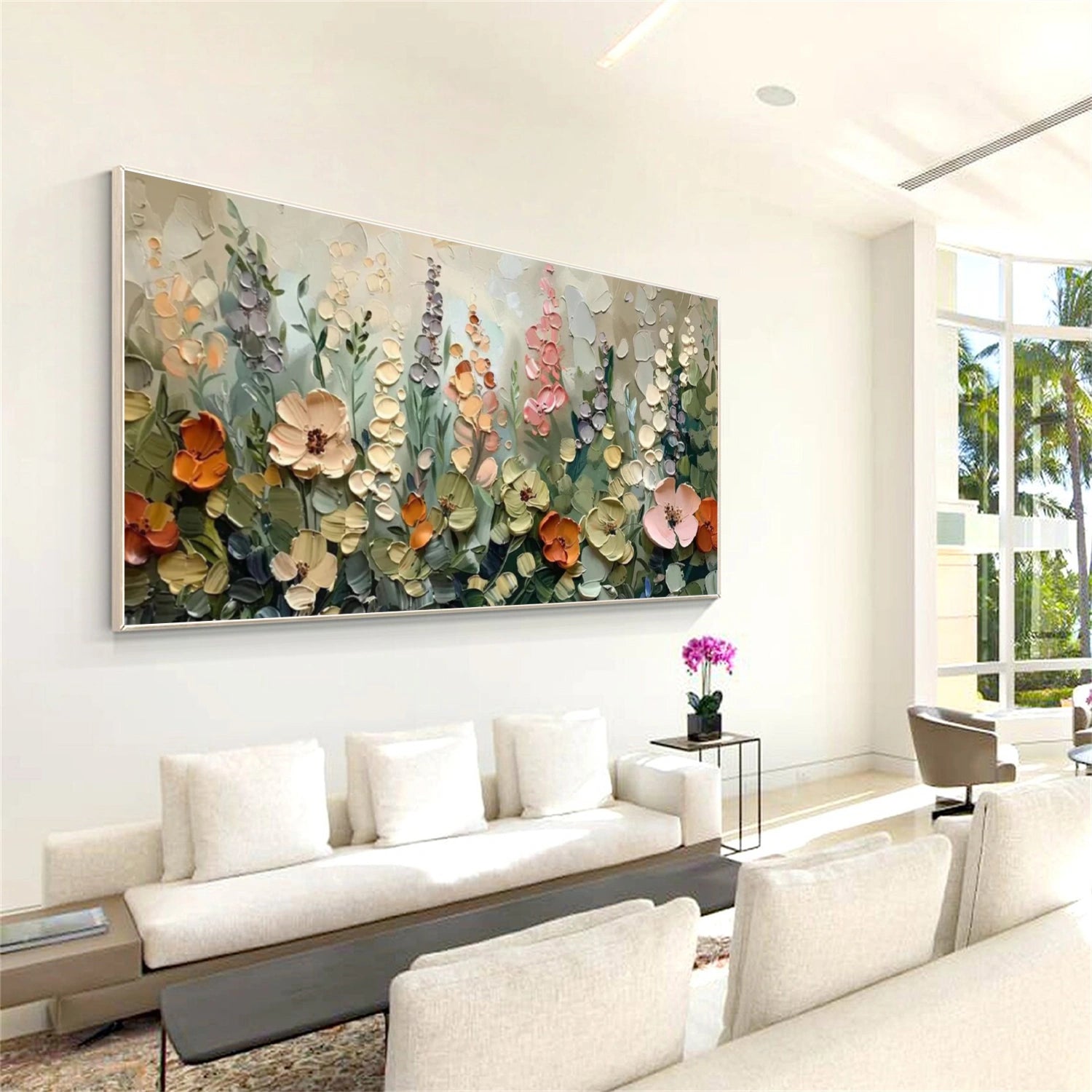 Colorful Abstract Flower And Tree Textured Canvas Art #MF102