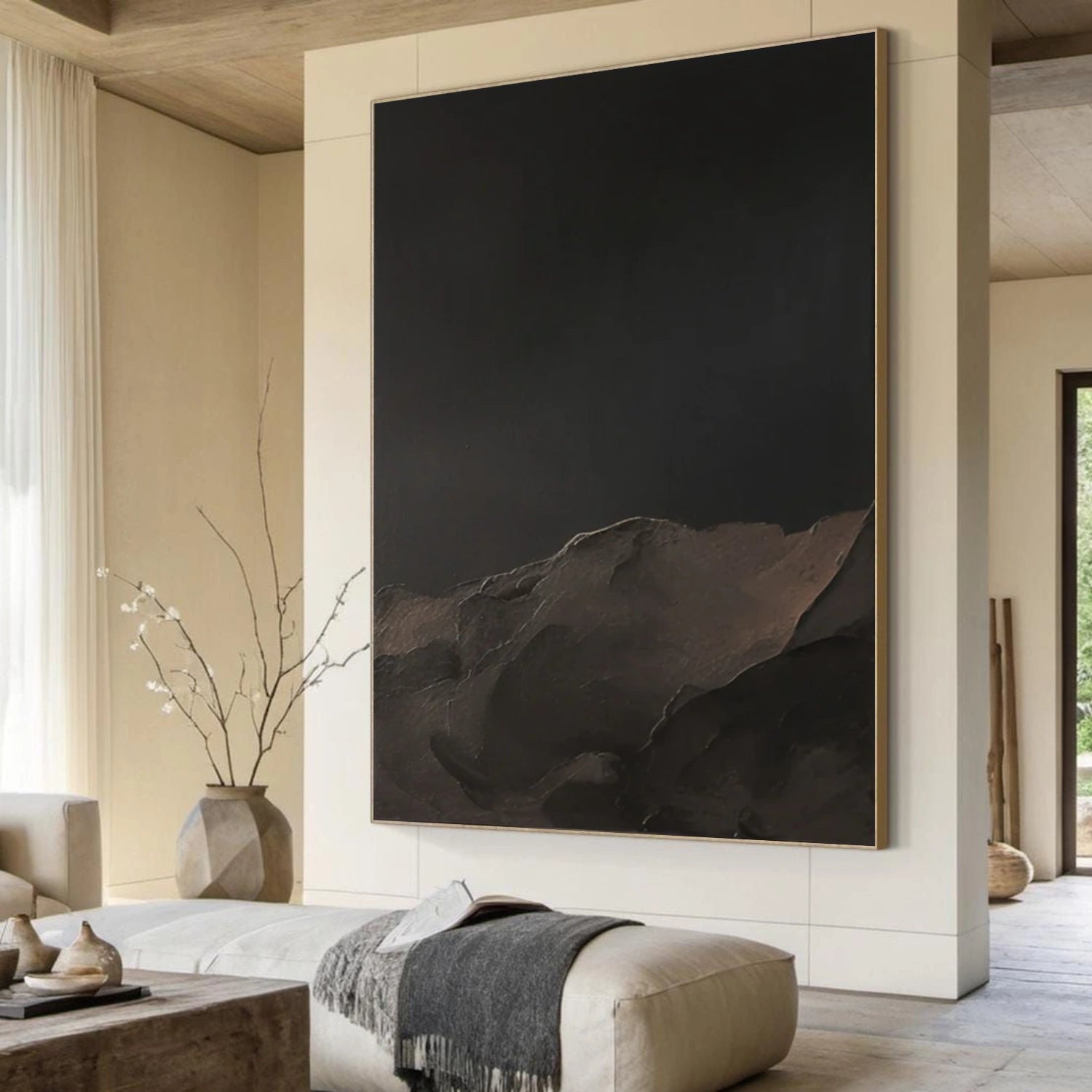Black MinimalistΒ Textured Canvas Art #WZ117