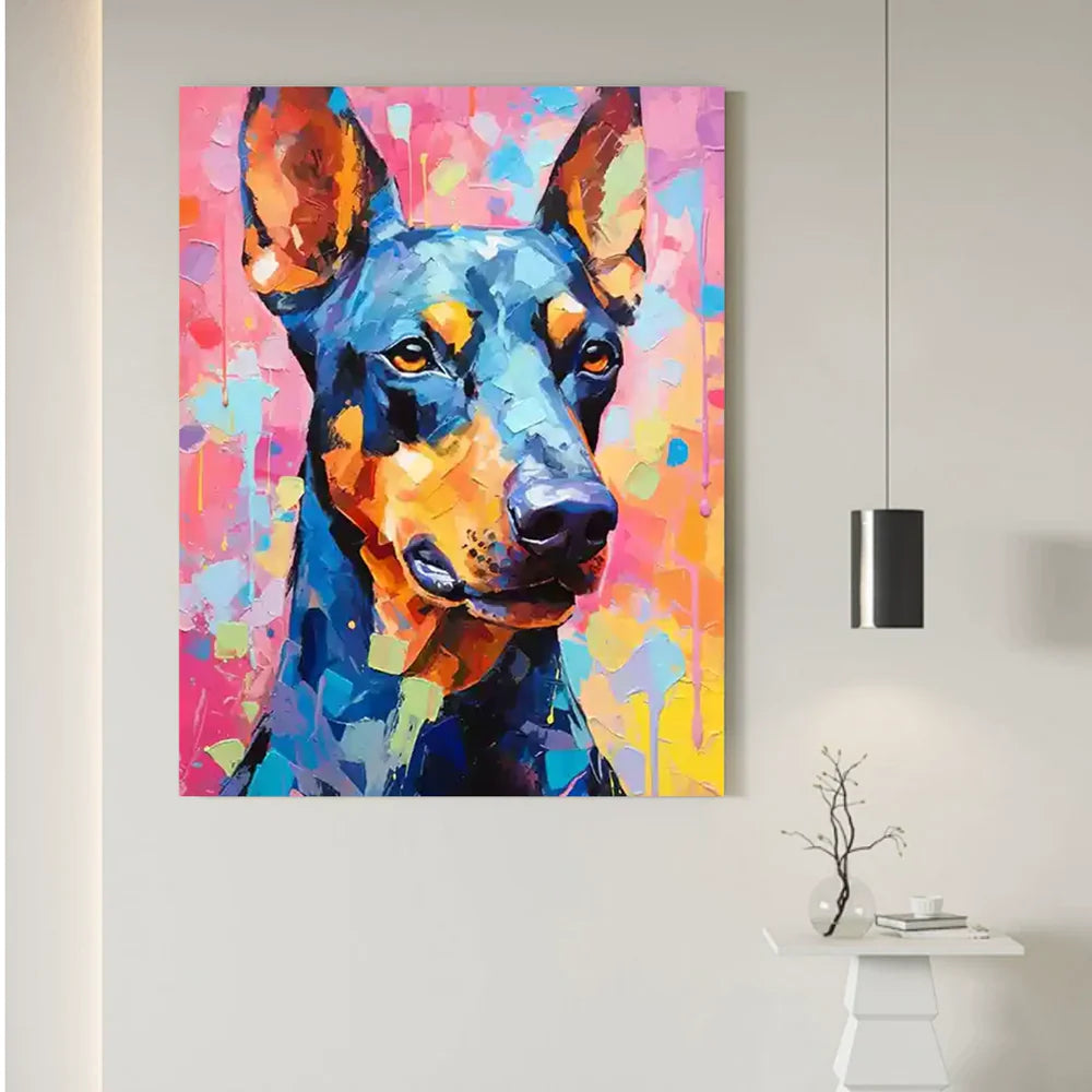 Colorful Abstract Animal Dog Textured Canvas Art #DW063