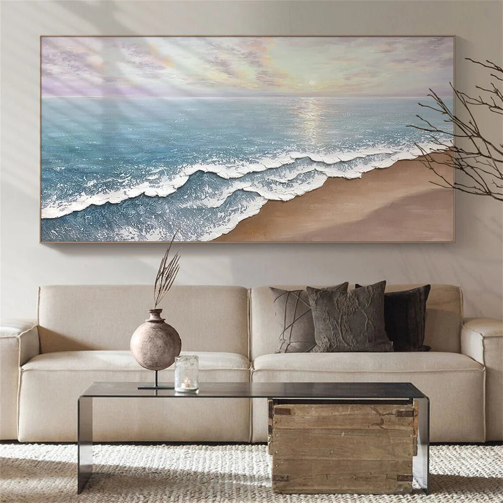 Abstract Ocean And Sky Textured Canvas Art # OC032