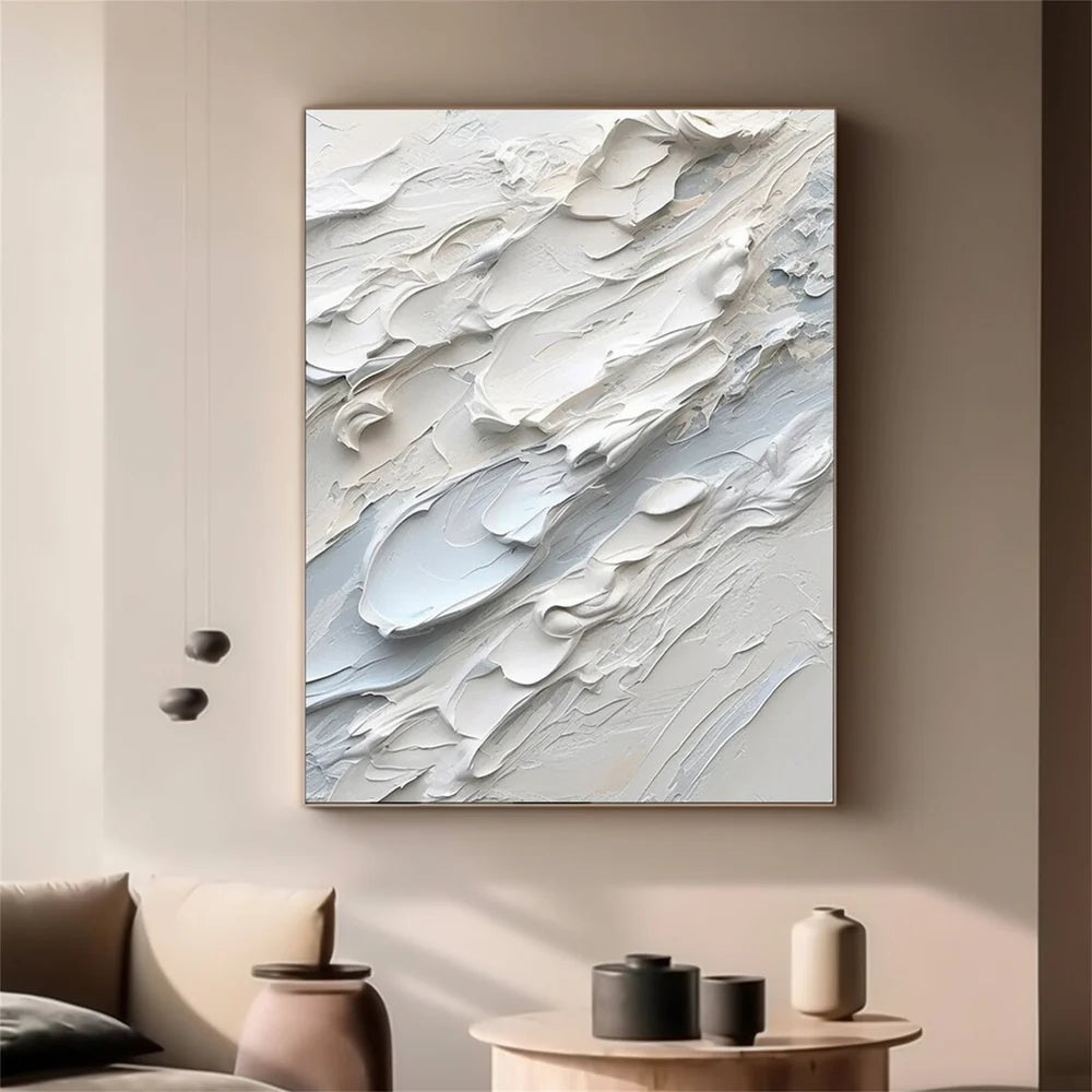 White Minimalist Textured Wall Art #WM049