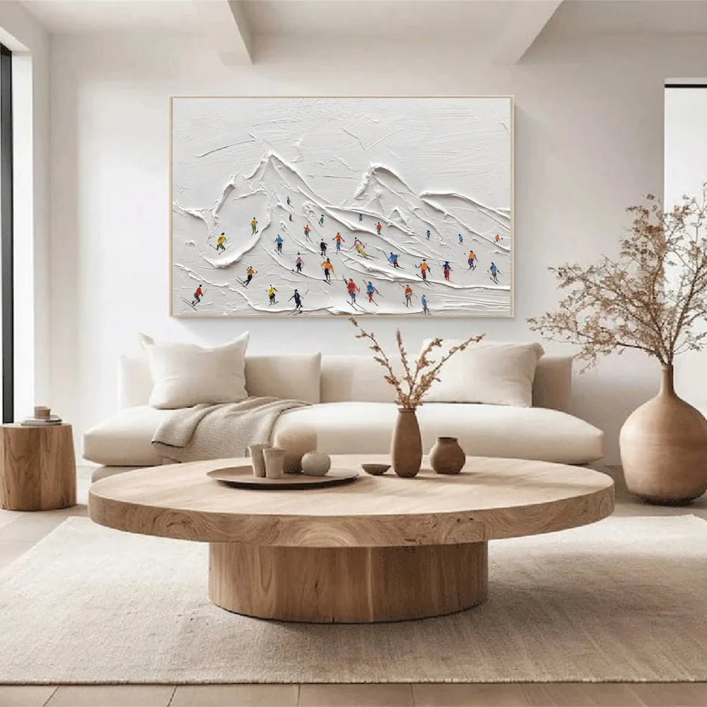 Skiing Sport Textured Canvas Painting #PB017