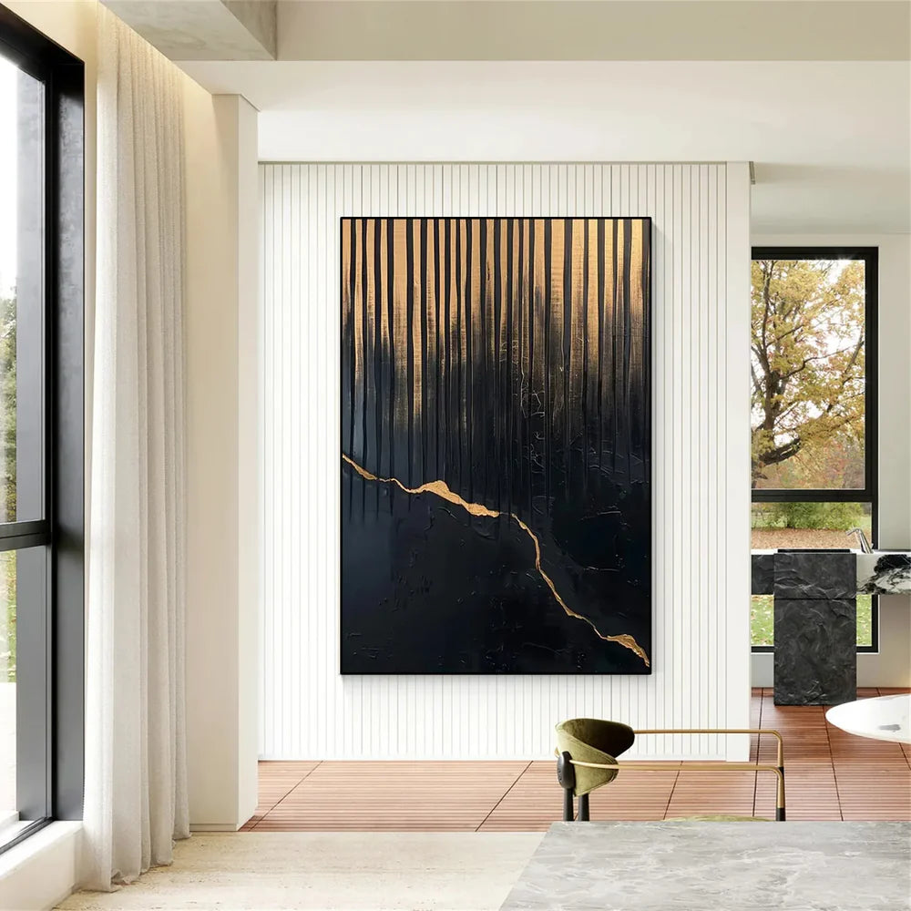 Black Minimalist Textured Canvas Art #WZ069