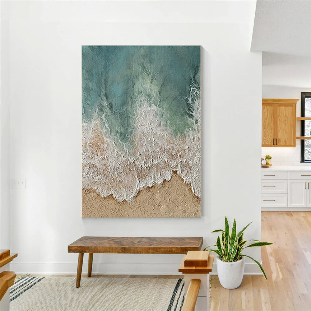 Abstract Ocean And Sky Textured Canvas Art #OC074