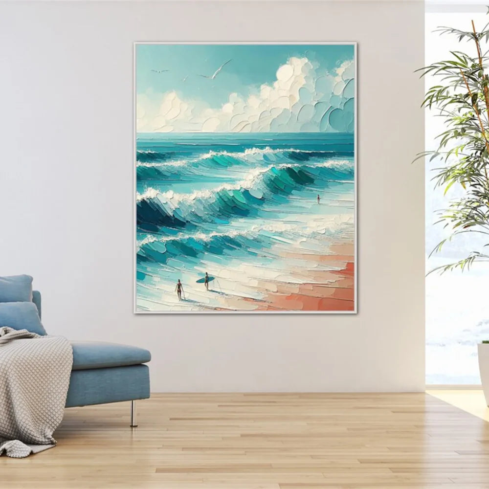 Surfing Sport Textured Canvas Painting #PB026