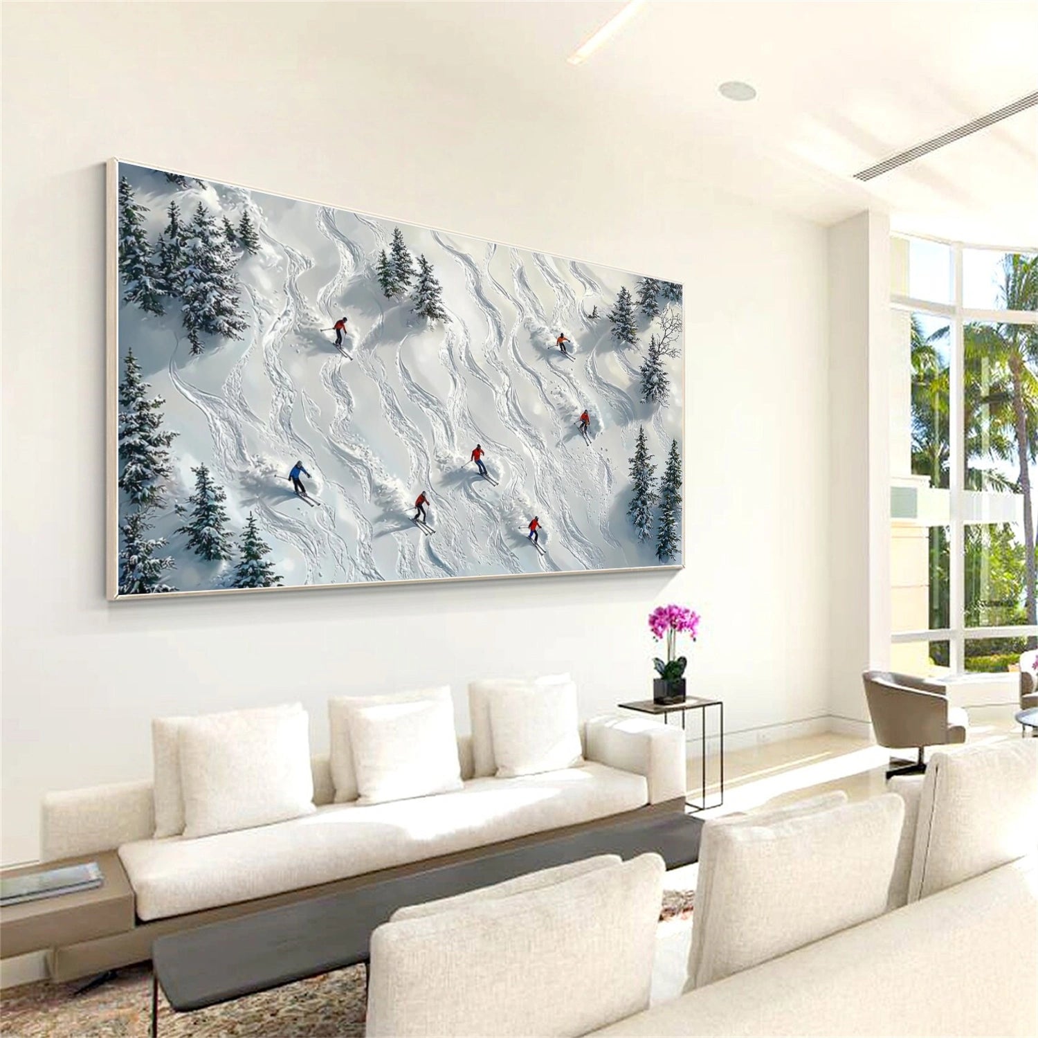 Skiing Sport Textured Canvas Painting #PB061