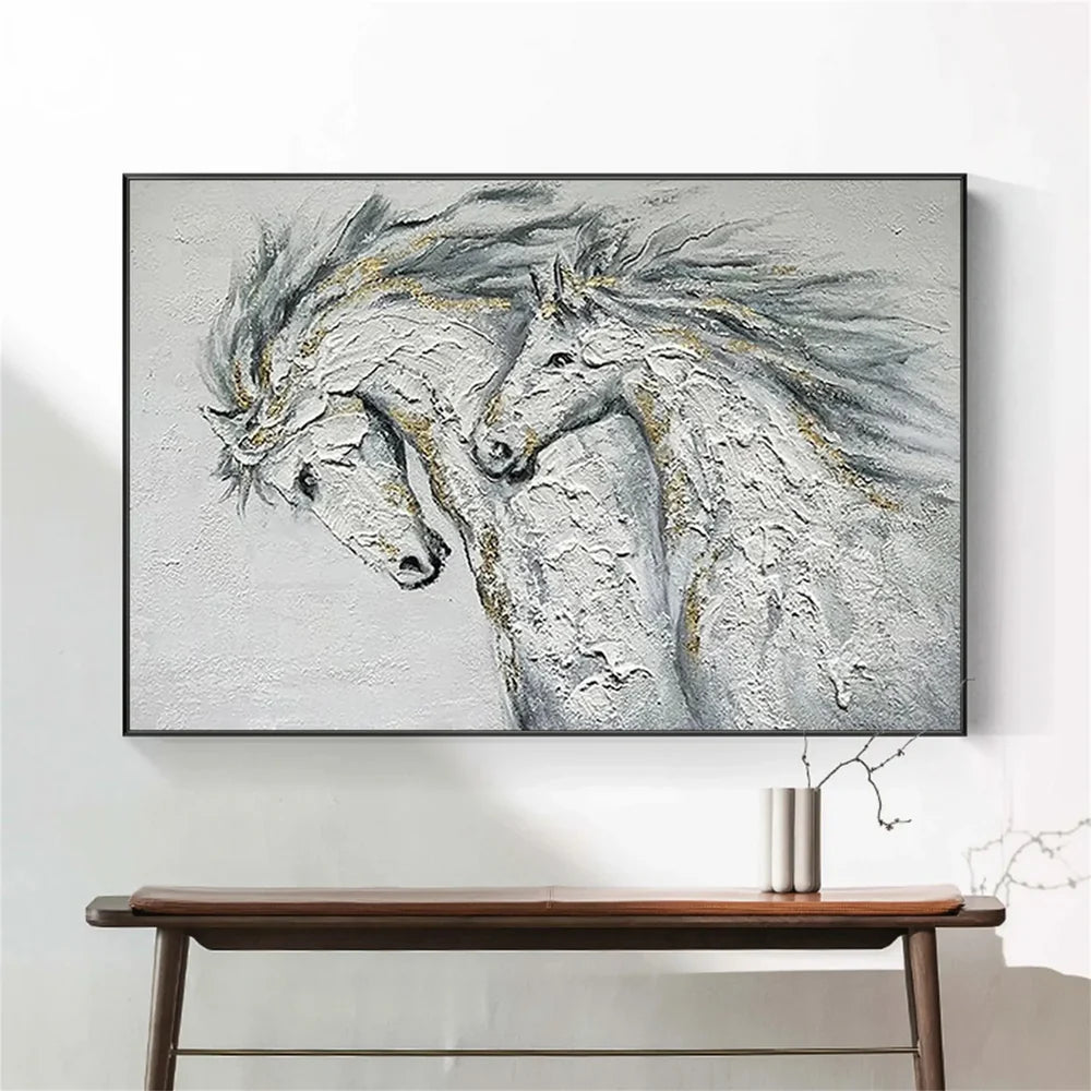 Abstract Animal Horse Textured Canvas Art #DW044