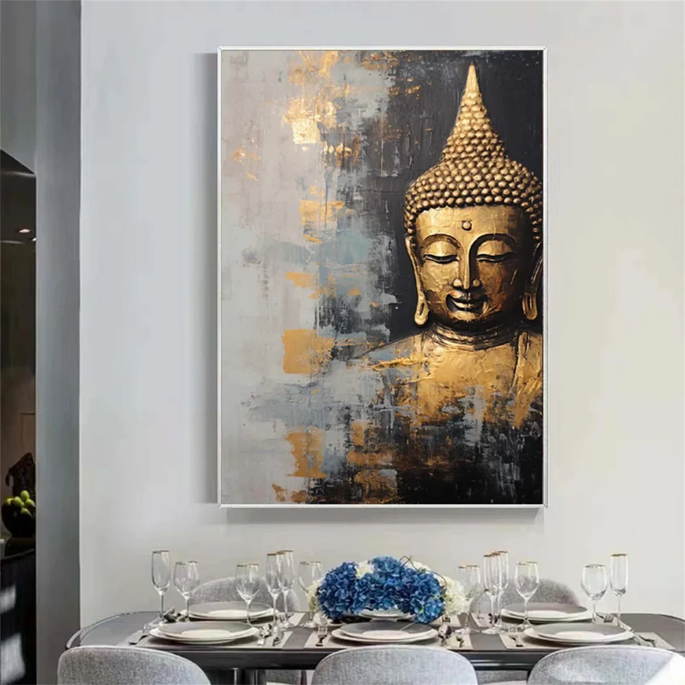 Abstract Buddha Portrait Textured Wall Art # LA008