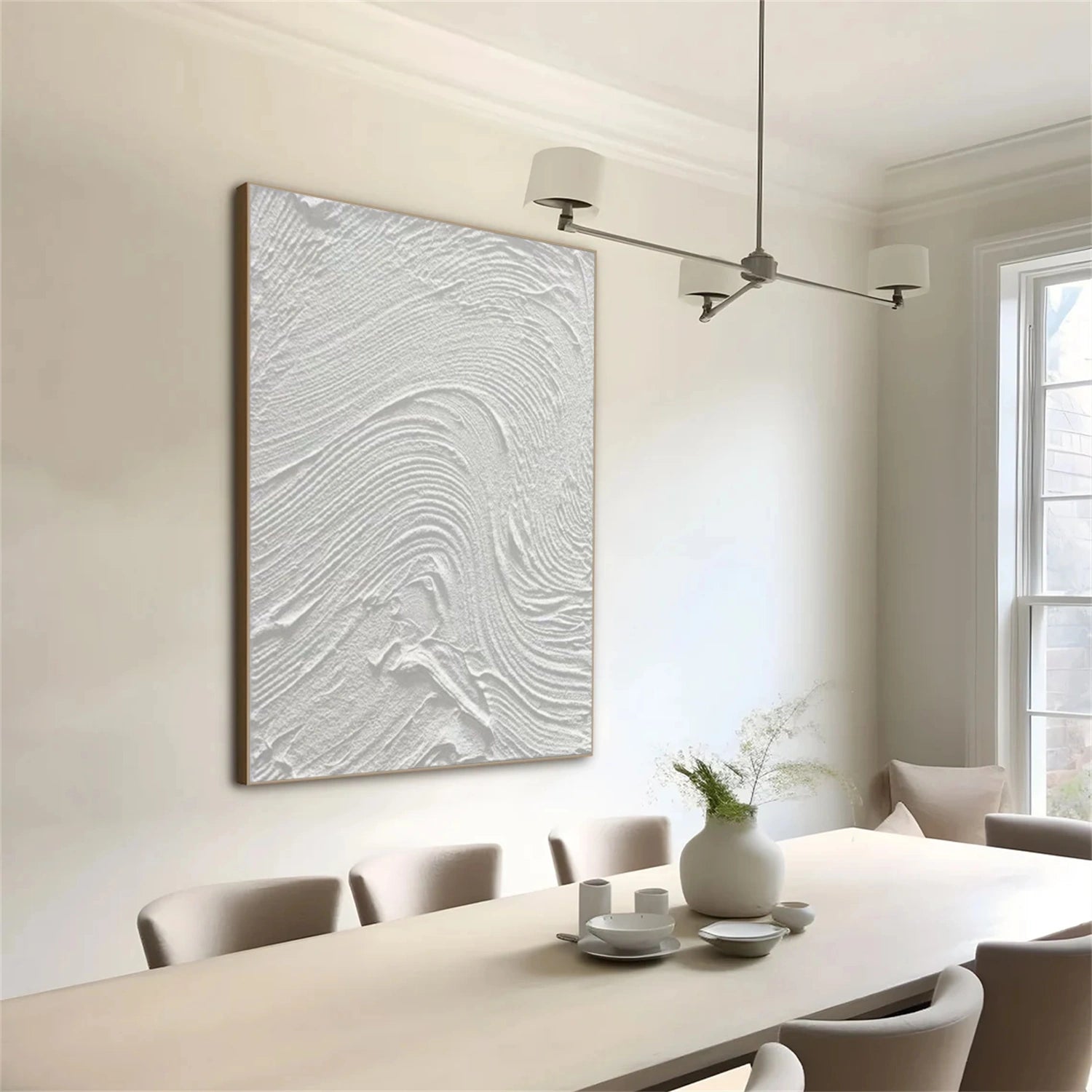 White Minimalist Textured Canvas Art #WM088