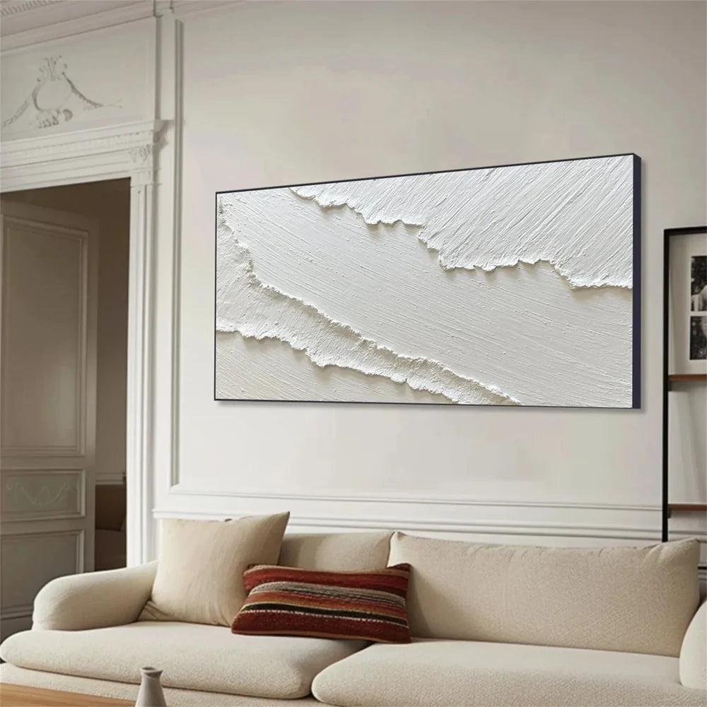 White Minimalist Textured Wall Art #WM058