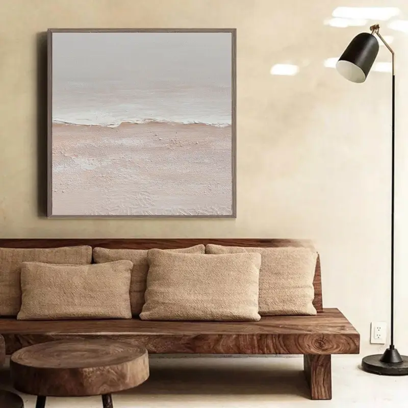 Minimalist Ocean And Sky Textured Canvas Art #OC050