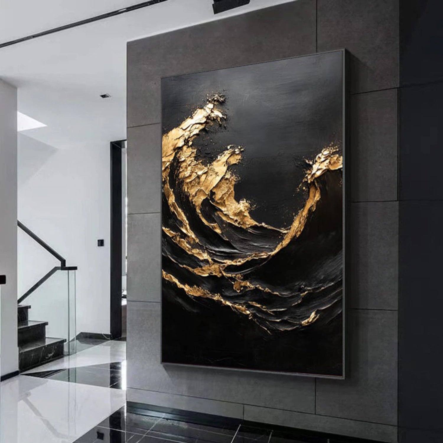 Minimalist Ocean And Sky Textured Canvas Art #OC149