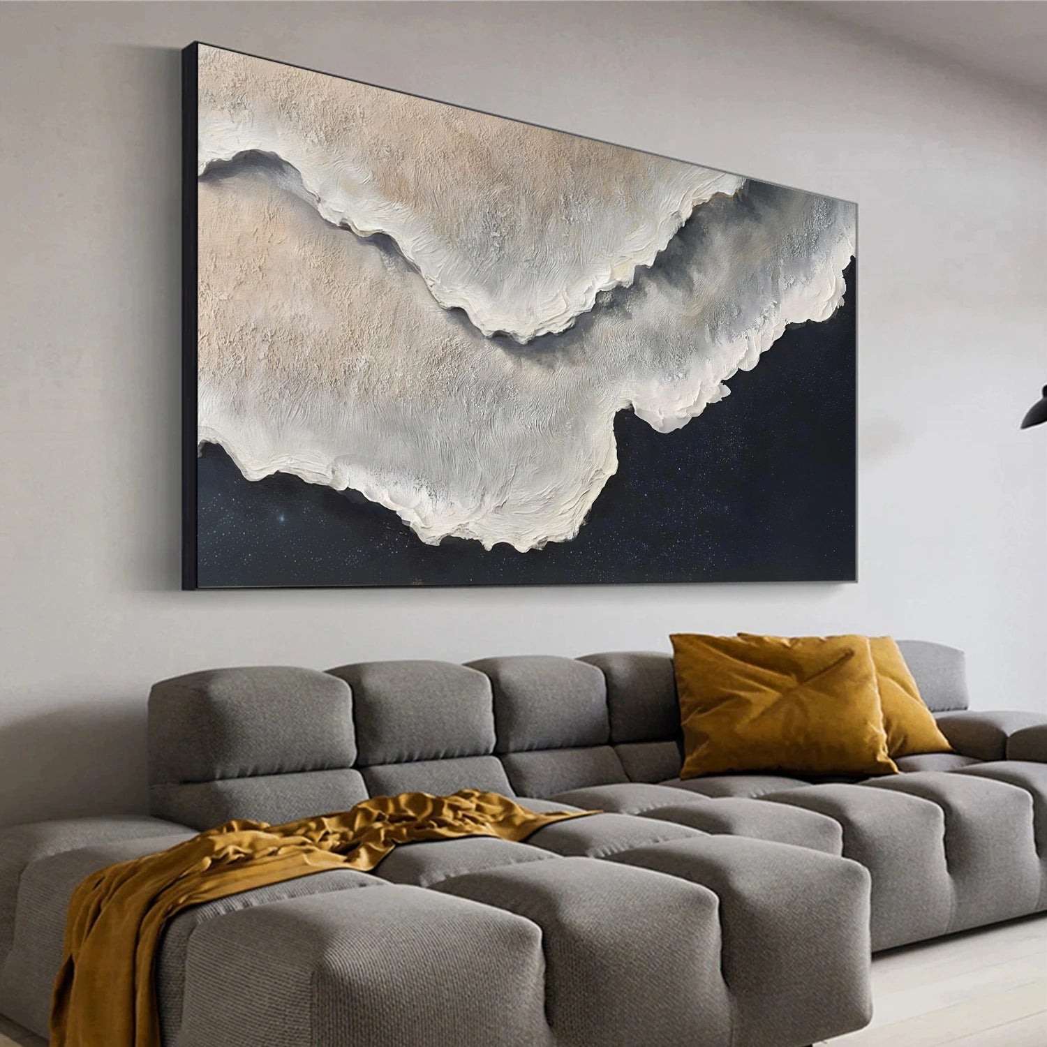 Minimalist Ocean And Sky Textured Canvas Art #OC164