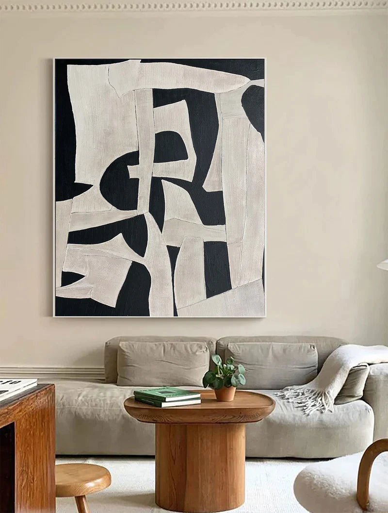 Black & Beige Wabi Sabi Textured Wall Art #VS023