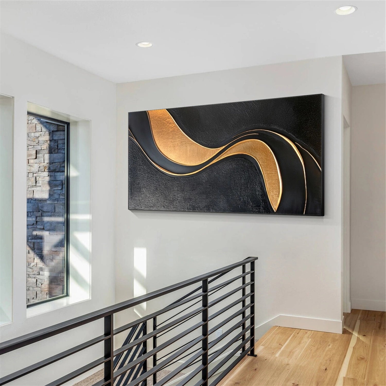Black Minimalist Textured Canvas Art #WZ126