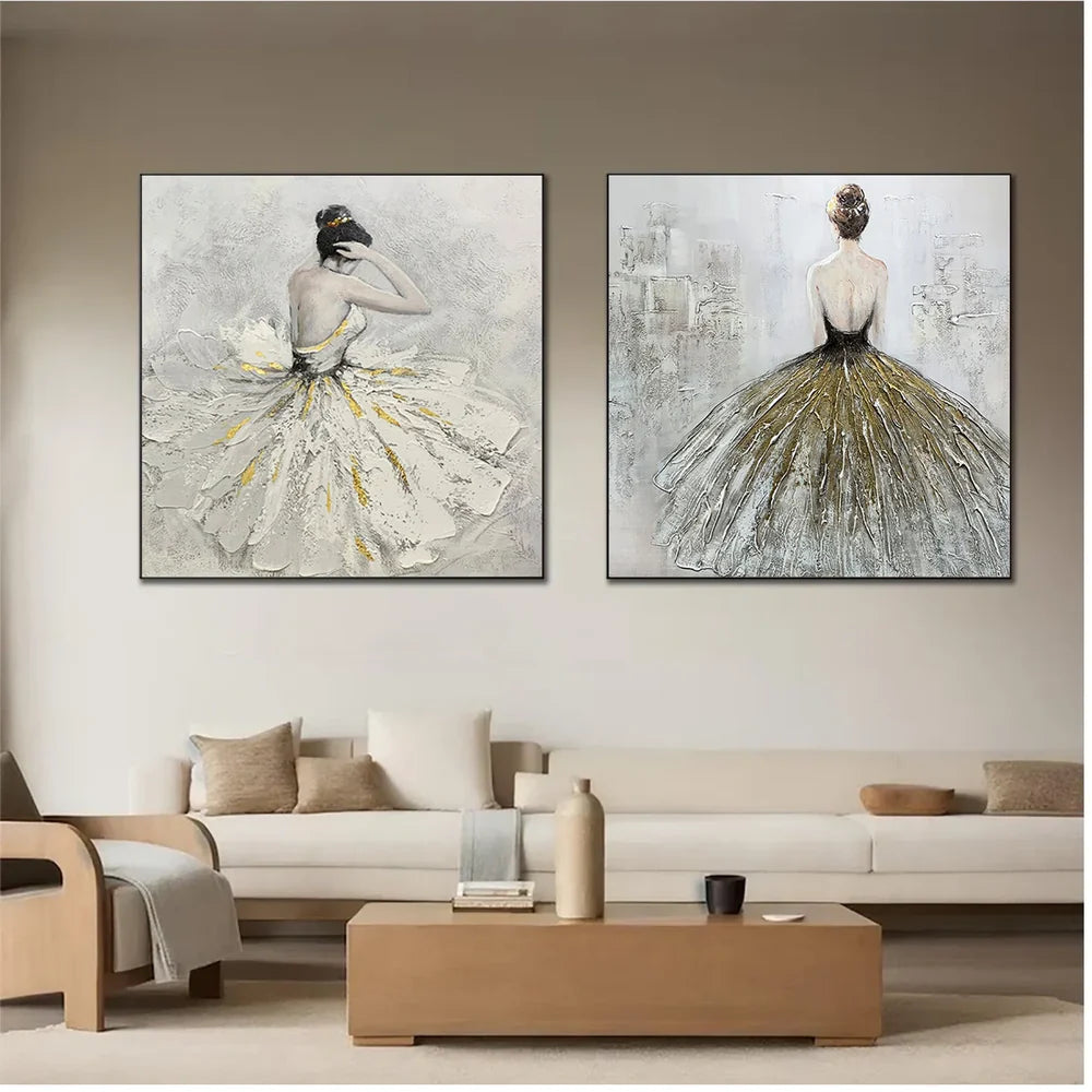 Abstract Portrait Textured Wall Art Square Set of 2 #LA024