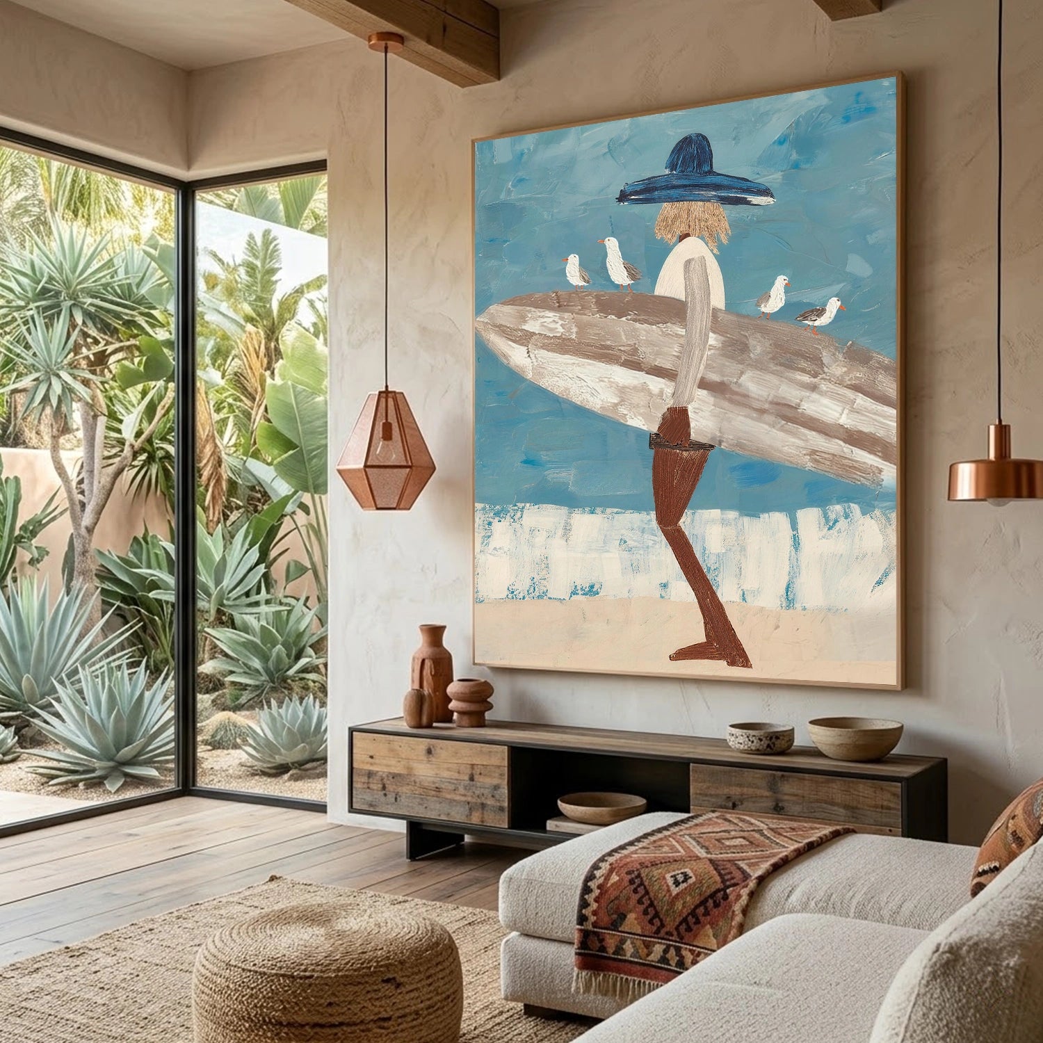 Surfing Sport Textured Canvas Painting #PB090