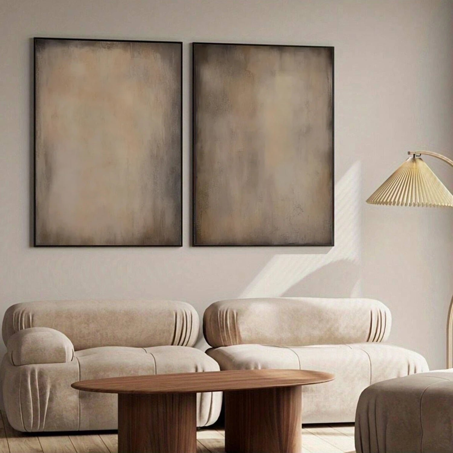 Beige and Brown Abstract Wall Art Set of 2 #VA111