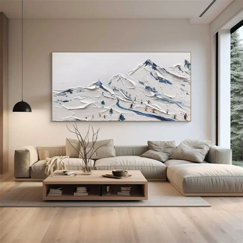 Skiing Sport Textured Canvas Painting #PB003