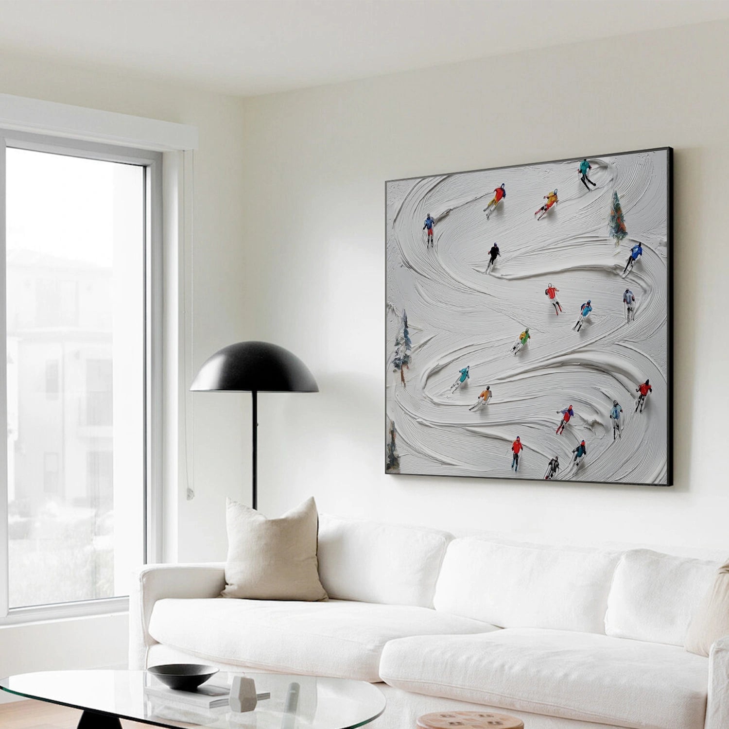 Skiing Sport Textured Canvas Painting #PB066