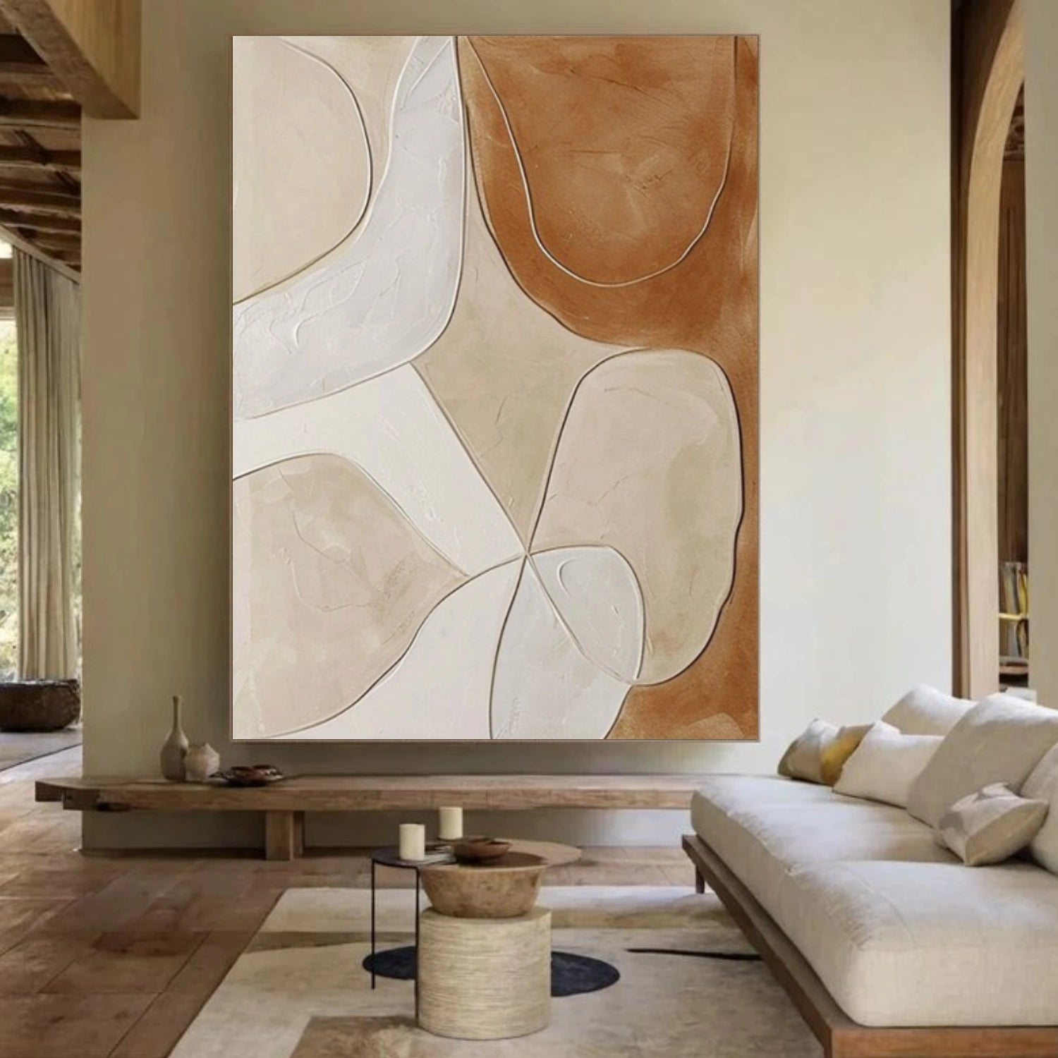 Beige and Brown Abstract Textured Wall Art #VA160