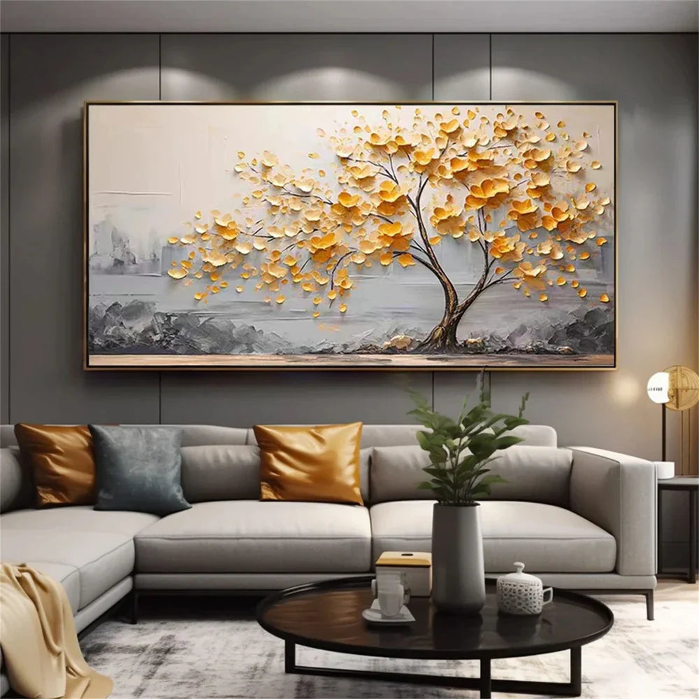 Abstract Flower And Tree Textured Canvas Art #MF007