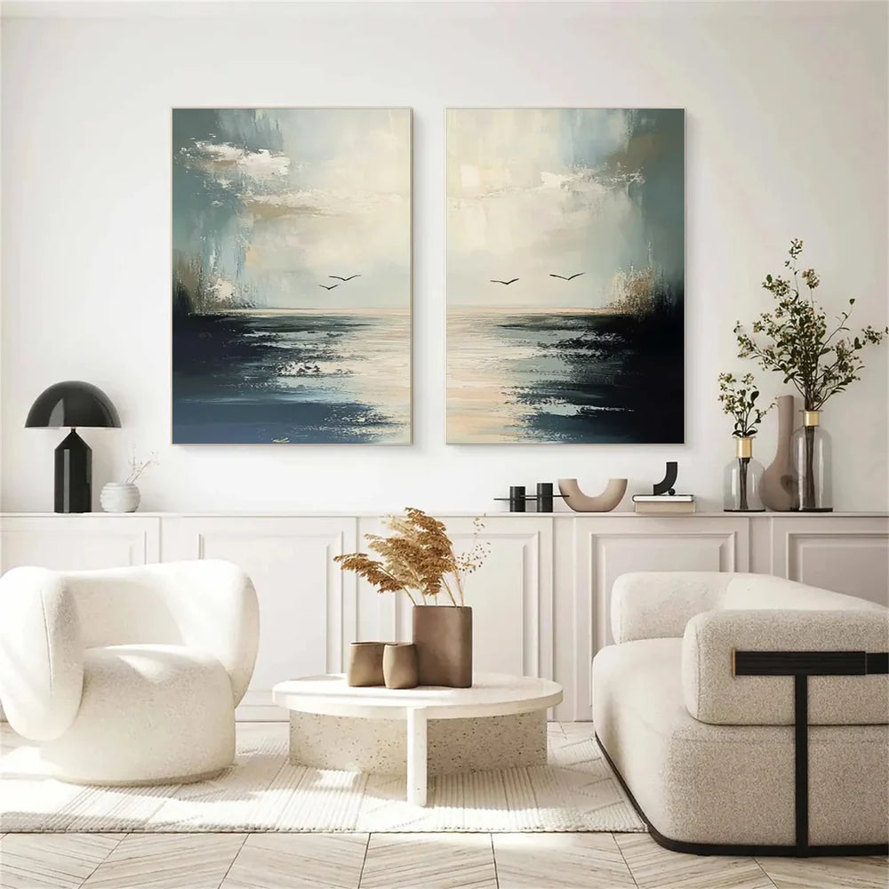Abstract Ocean And Sky Canvas Art Set of 2 #OC022