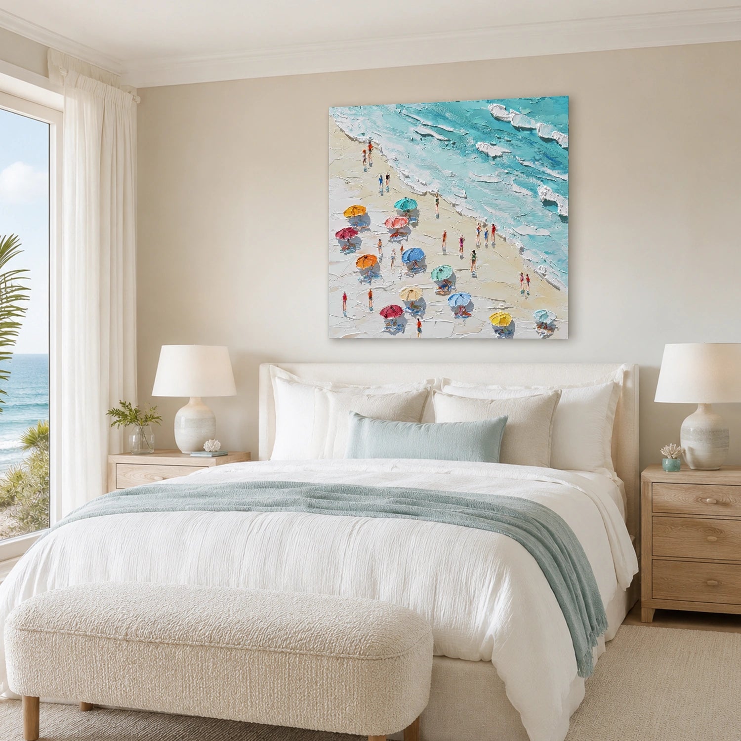 Abstract Ocean And Sky Textured Canvas Art #OC197