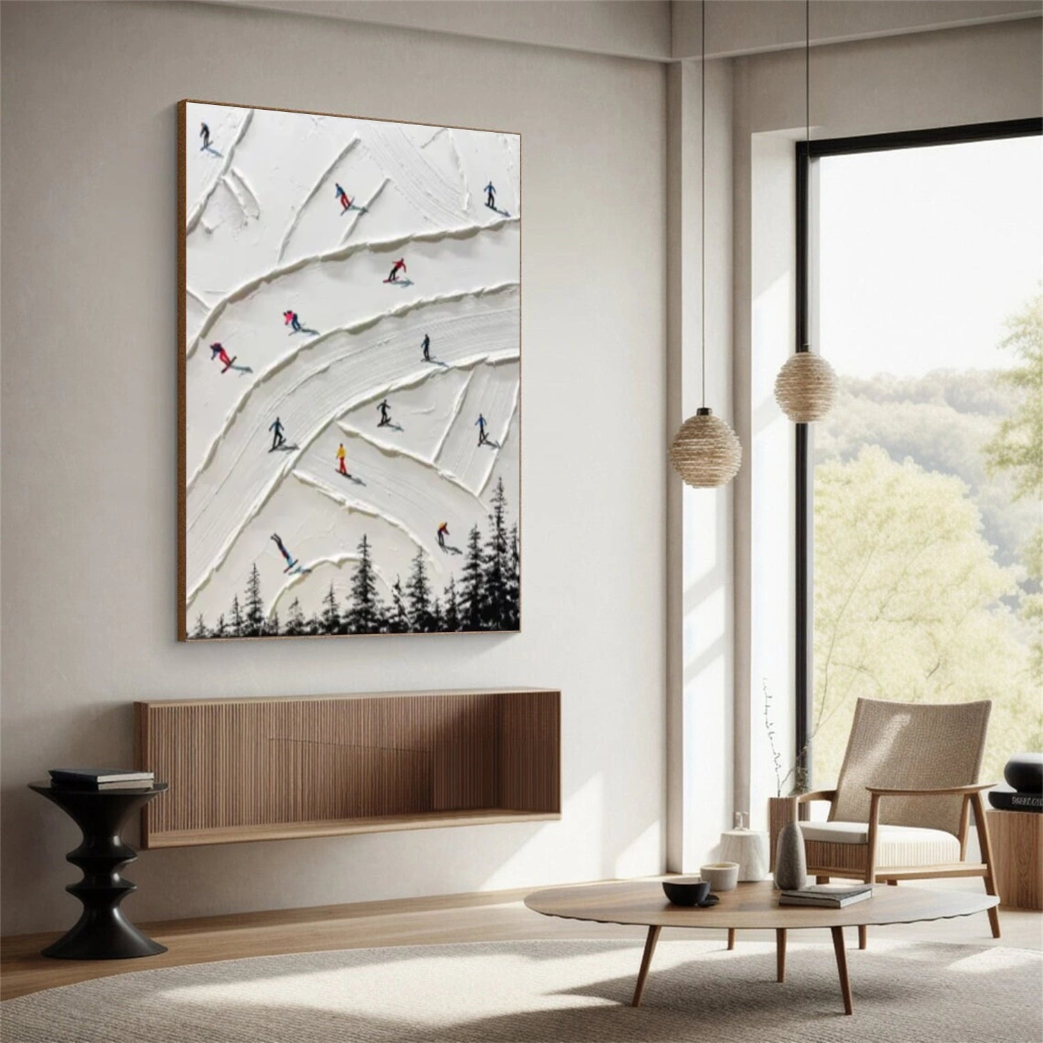 Skiing Sport Textured Canvas Painting #PB058