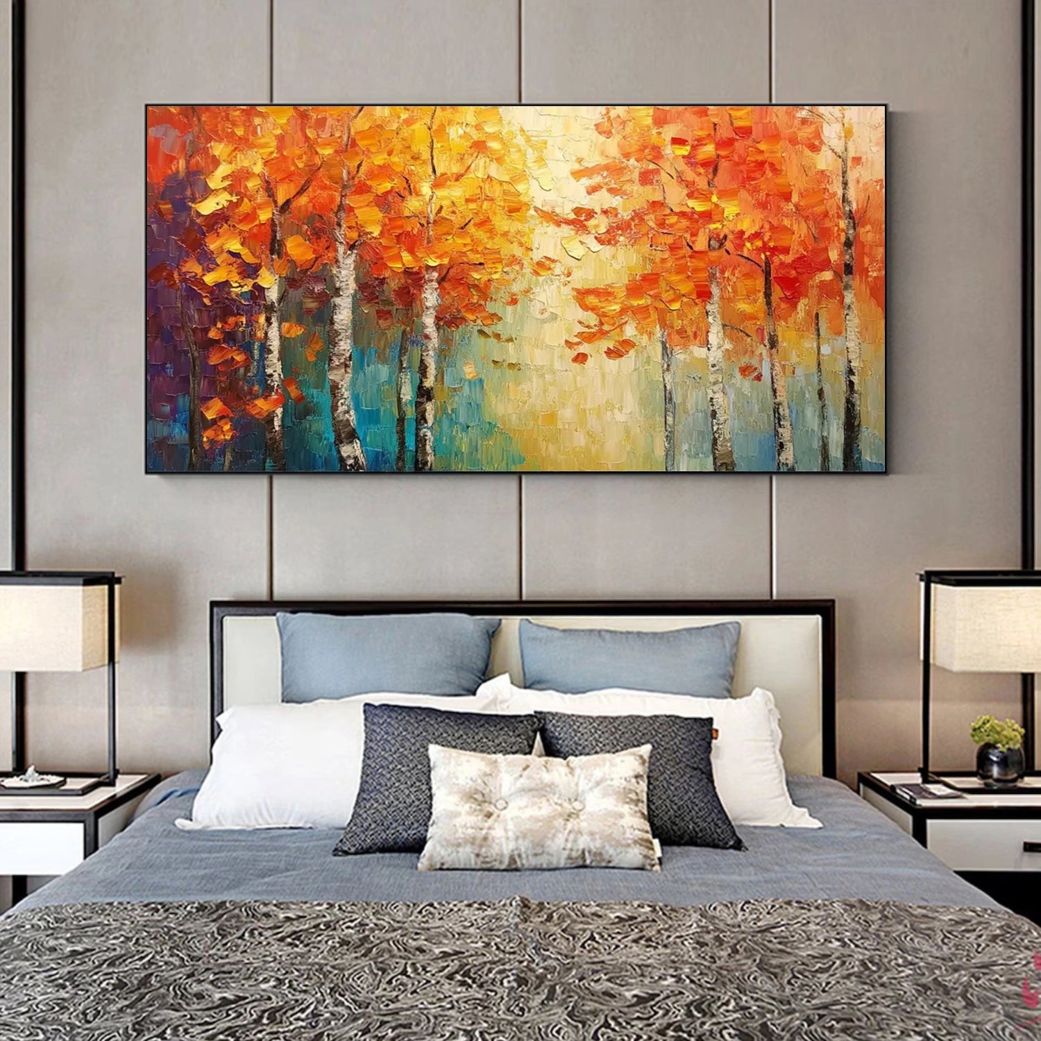 Abstract Flower And Tree Textured Canvas Art #MF137