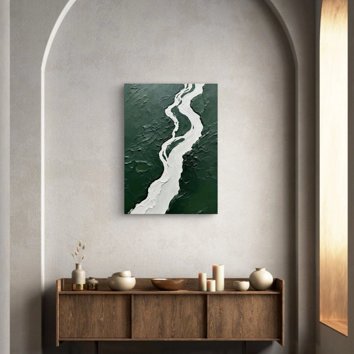 Green Minimalist Textured Canvas Art #WM127