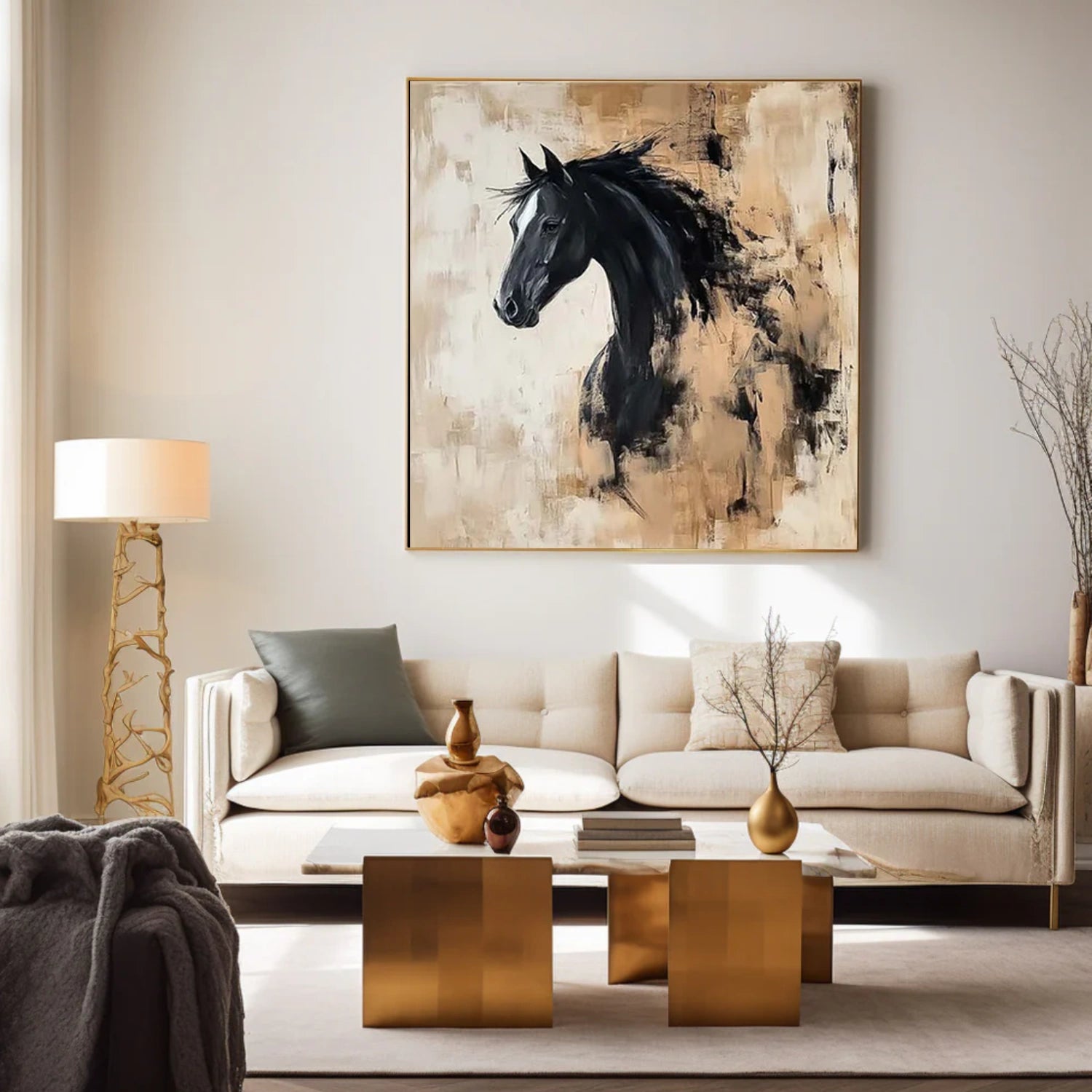 Abstract Animal Horse Canvas Art #DW095
