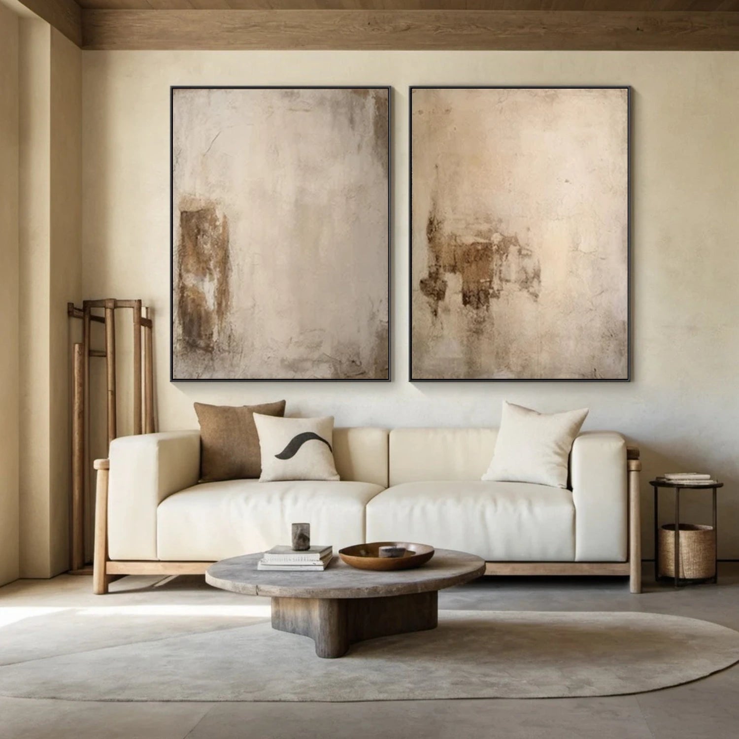 Beige and Brown Wabi Sabi Wall Art Set of 2 #VS153