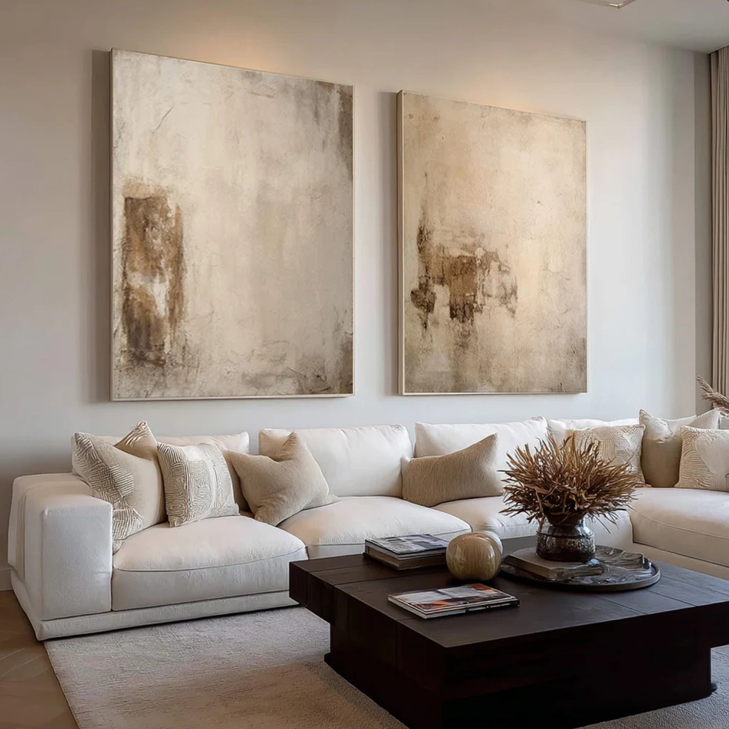 Beige and Brown Wabi Sabi Wall Art Set of 2 #VS153