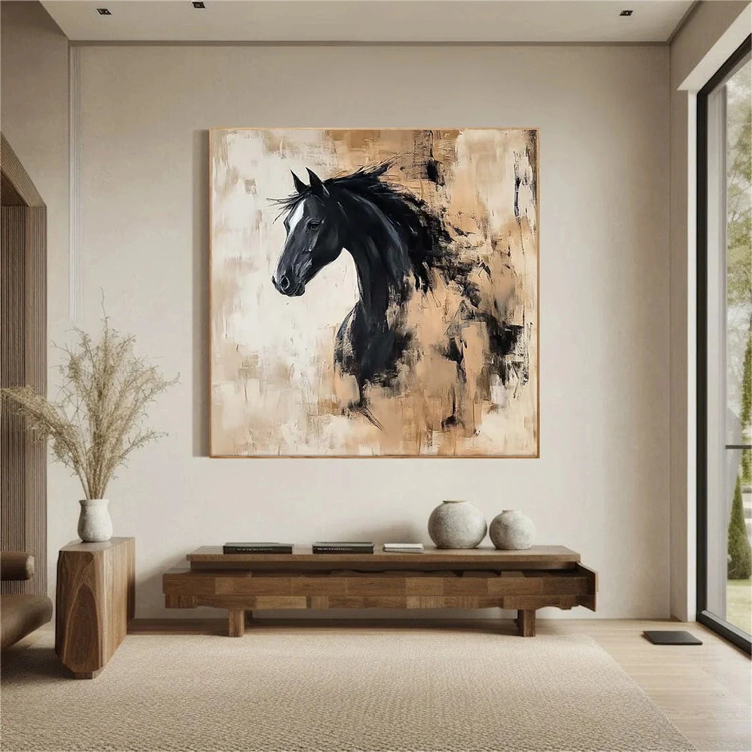 Abstract Animal Horse Canvas Art #DW095