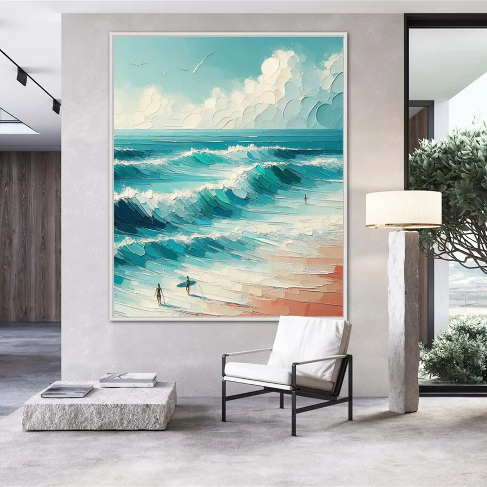 Surfing Sport Textured Canvas Painting #PB026