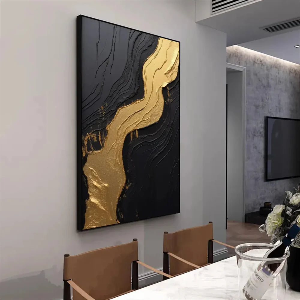 Black Minimalist Textured Canvas Art #WZ071