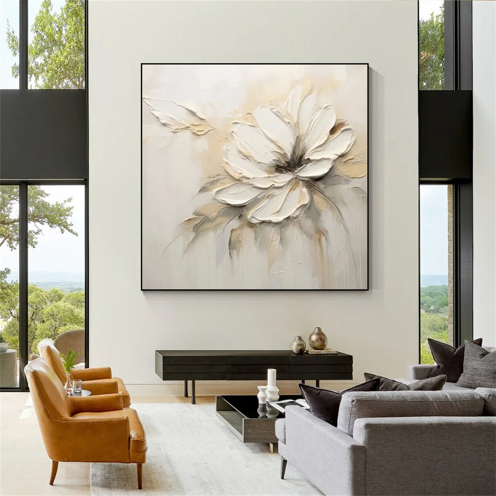 Minimalist Flower And Tree Textured Canvas Art #MF068