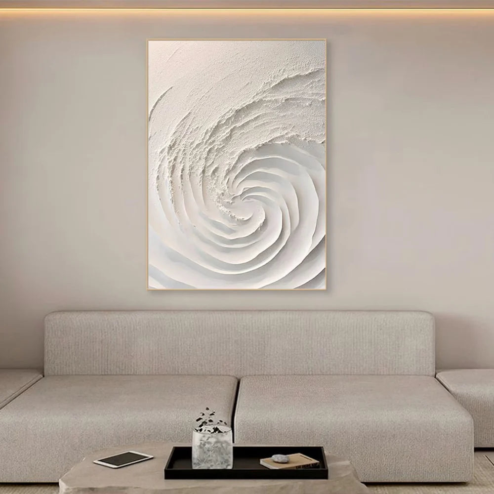 White Minimalist Textured Wall Art #WM030