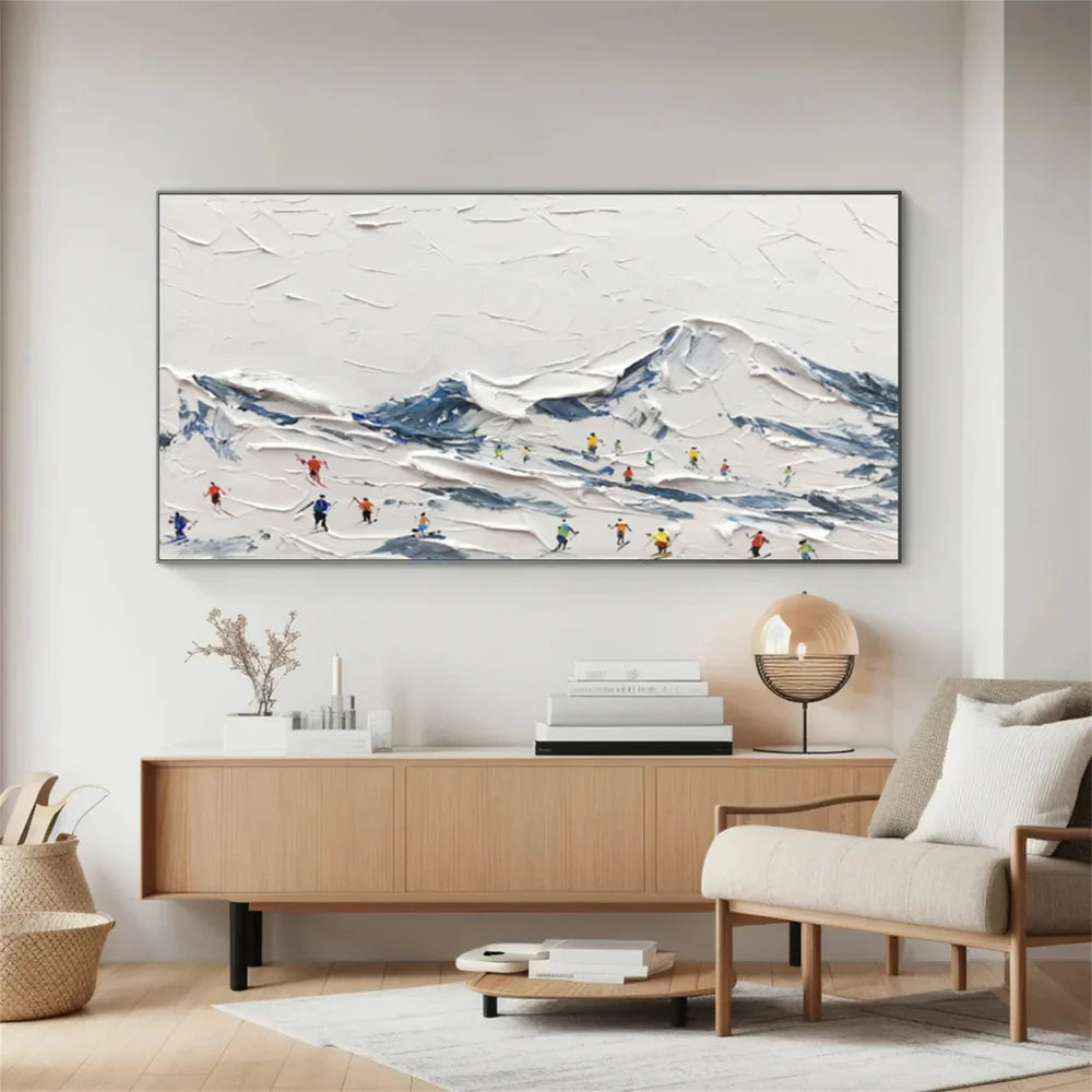 Skiing Sport Textured Canvas Painting #PB002