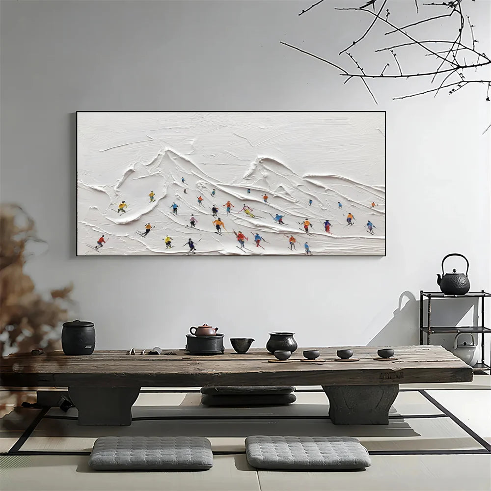 Skiing Sport Textured Canvas Painting #PB017