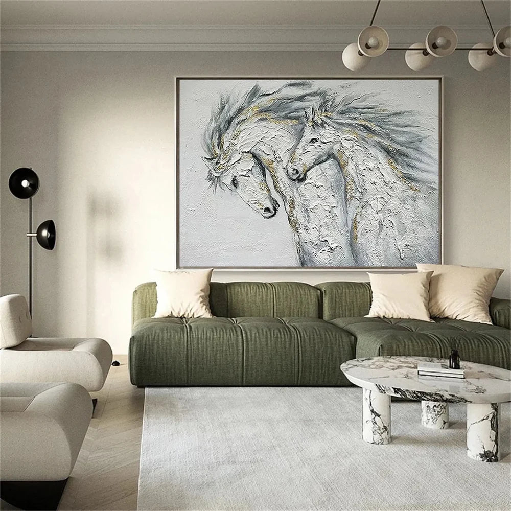 Abstract Animal Horse Textured Canvas Art #DW044